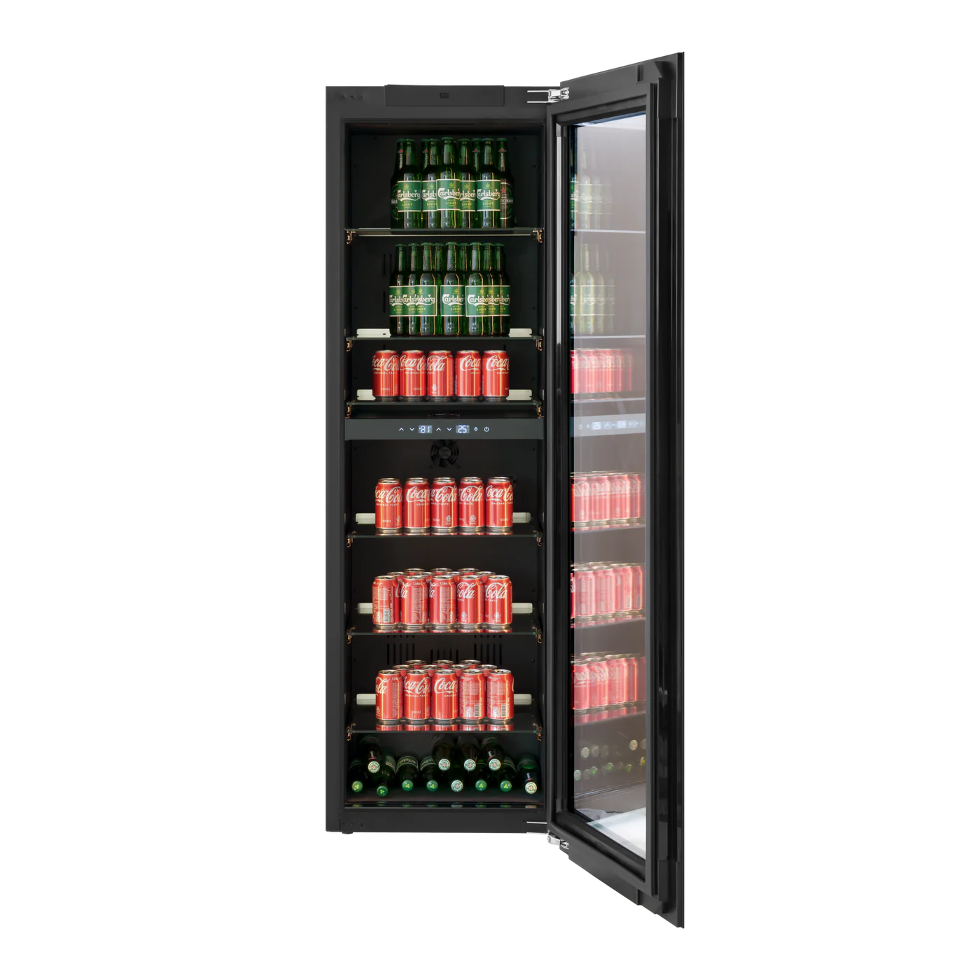 CELLA BV96B-TO - Push 2 Open Integrated Beverage Fridge - 255L - Black Glass