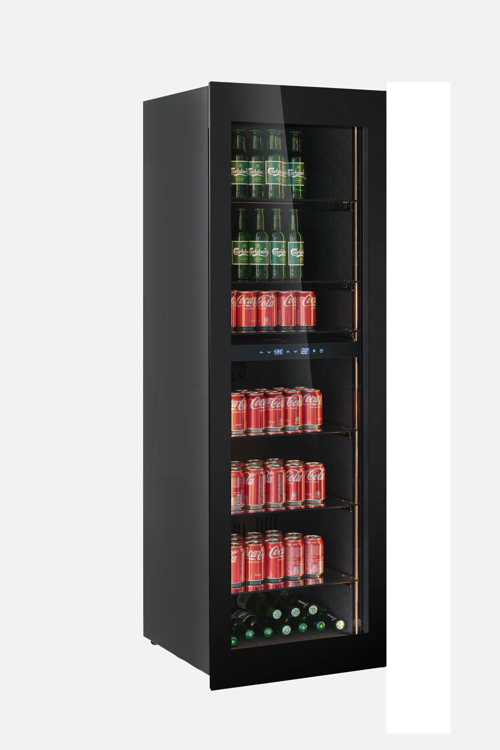 CELLA BV96B-TO - Push 2 Open Integrated Beverage Fridge - 255L - Black Glass