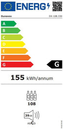 Dunavox DX-108.330DSS - 108 Bottle Freestanding/Built-In Dual Zone Wine Cabinet