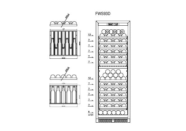 CELLA - 101 Bottle Dual Zone Wine Fridge - FWS93D-BLACK