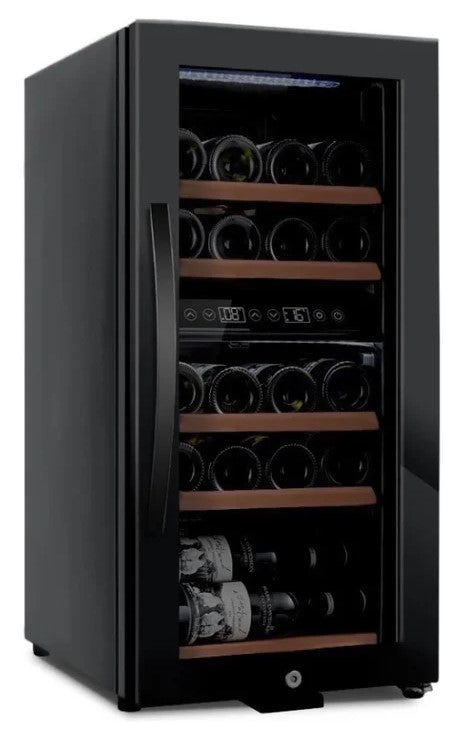 mQuvée - WineExpert 24 Dual Zone Wine Fridge - Fullglass Black