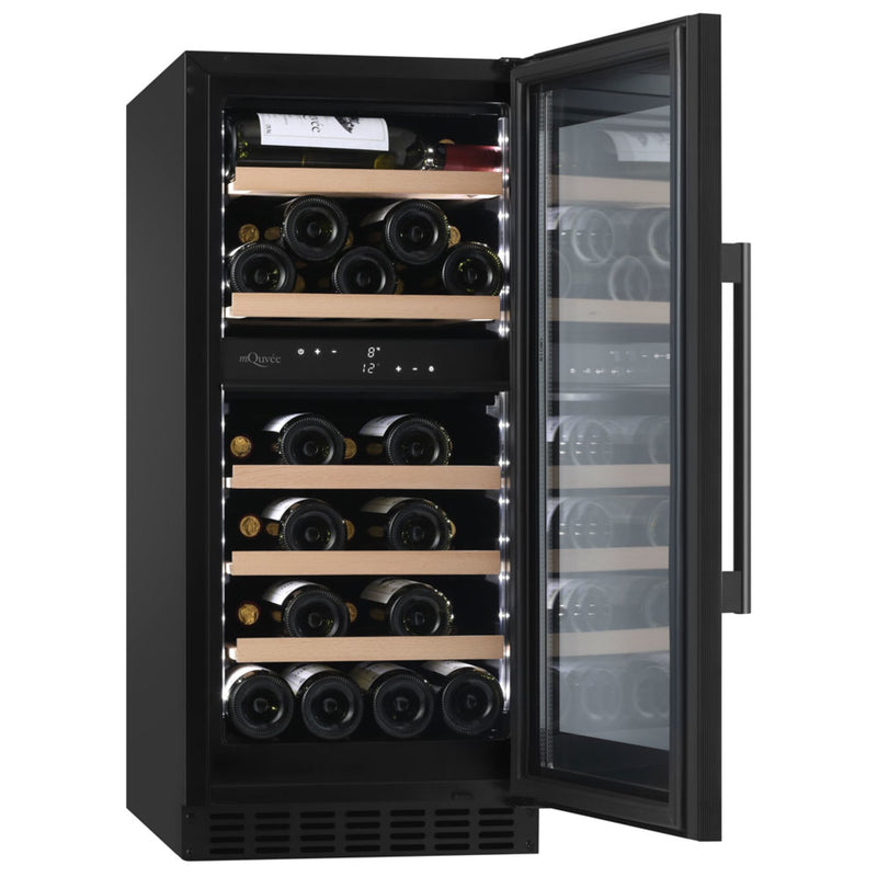 mQuvée - WineCave 800 40D Fullglass Black Dual Zone Wine Fridge