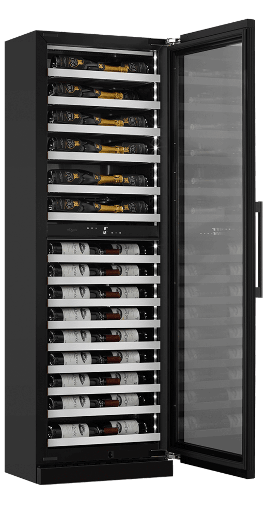 mQuvée - WineCave Slim 182D Fullglass Black Wine Fridge