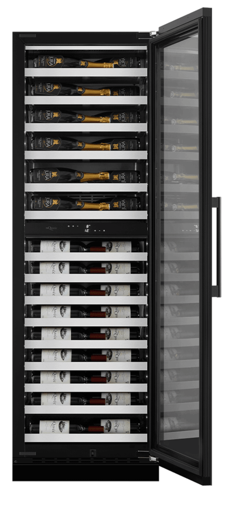 mQuvée - WineCave Slim 182D Fullglass Black Wine Fridge