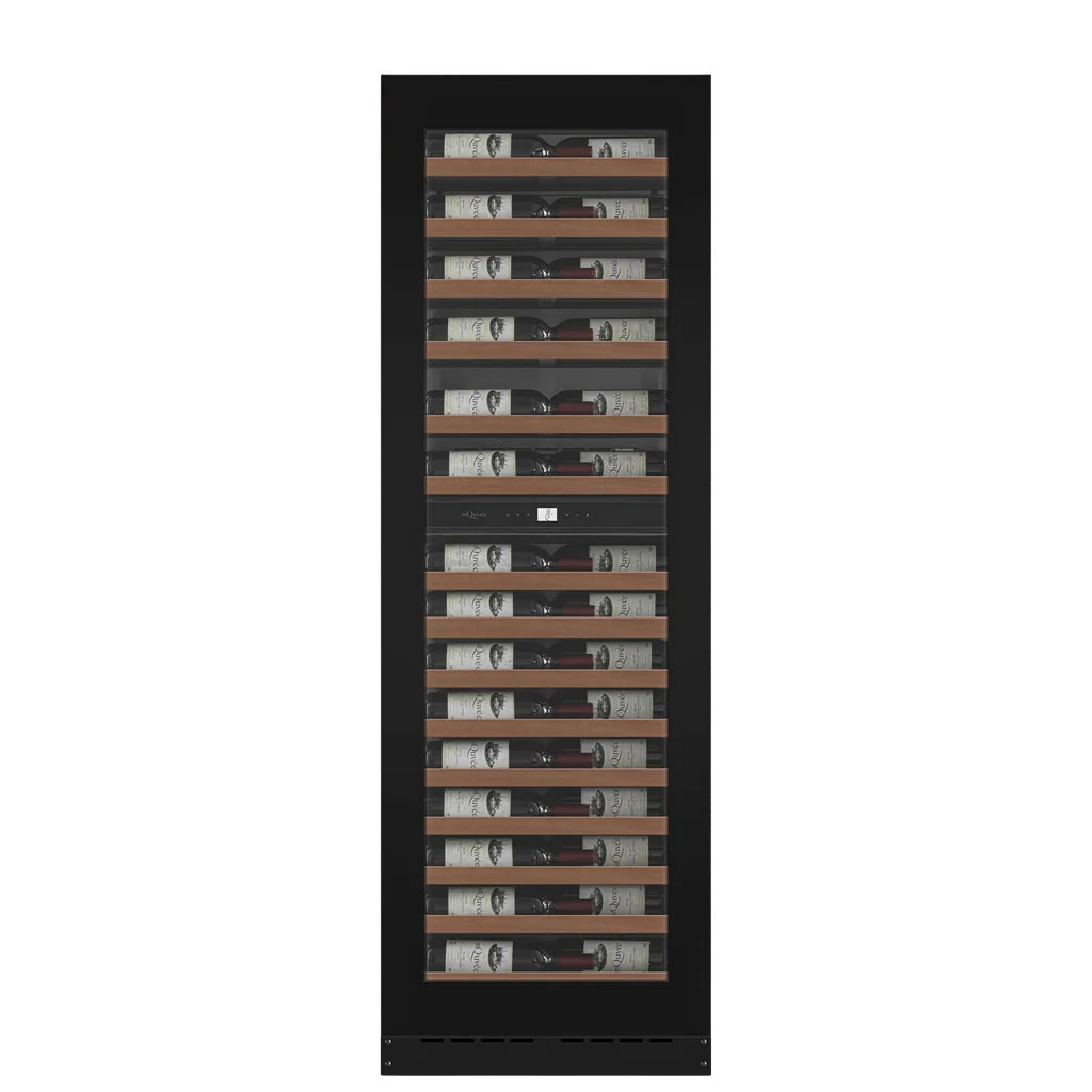 mQuvée WineCave Slim 182D Fullglass Black – Vinoteca de doble zona – 57 botellas