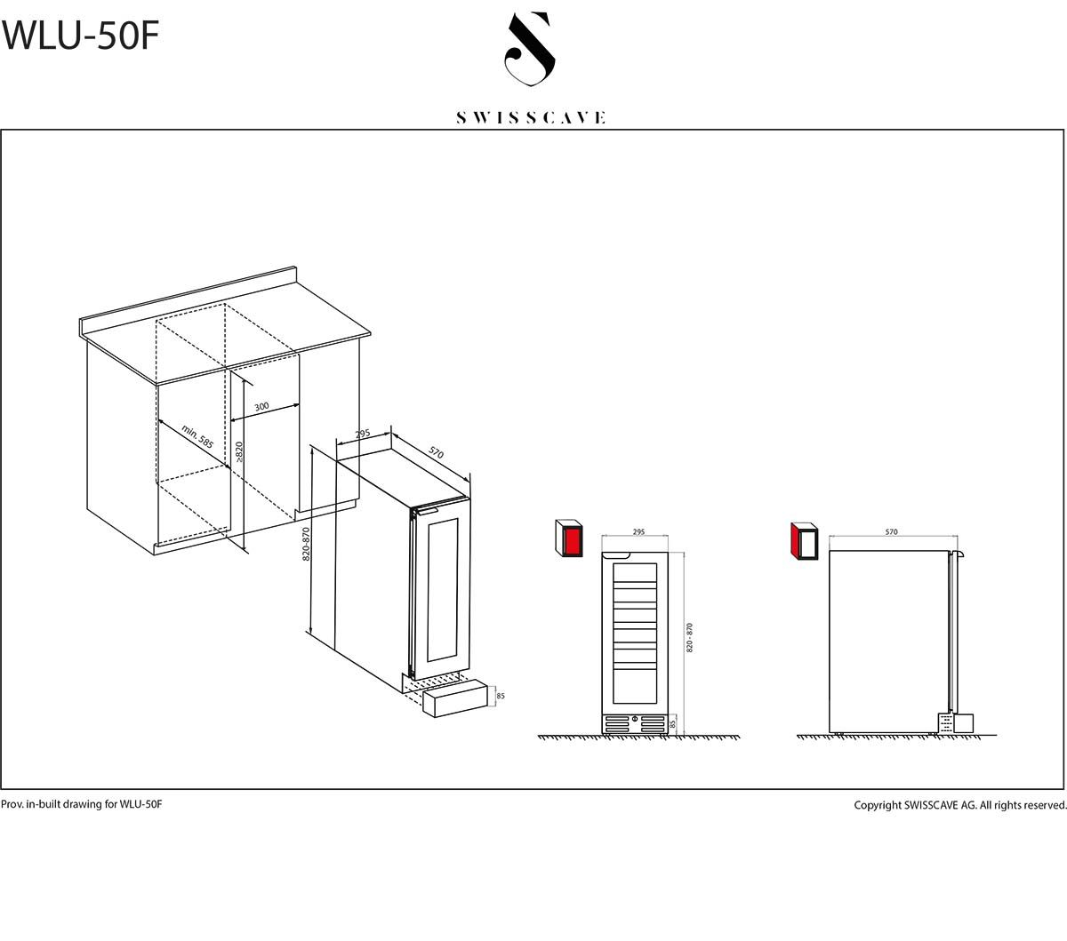 Swisscave - Premium Edition Built In Single Zone Wine Cooler - WLU-50F