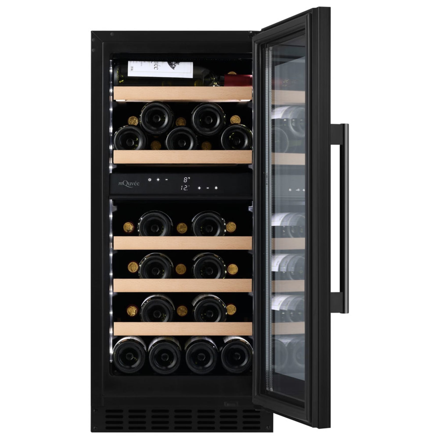 mQuvée - WineCave 800 40D Fullglass Black Dual Zone Wine Fridge