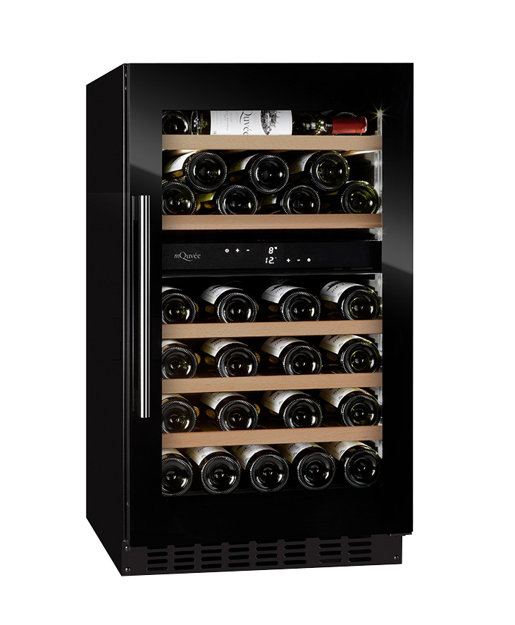 mQuvée - WineCave 800 50D Fullglass Black Dual Zone Wine Fridge