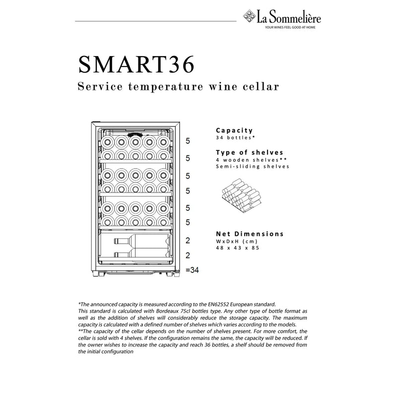 La Sommeliere - 34 Bottle Single Zone Wine Cooler - SMART36