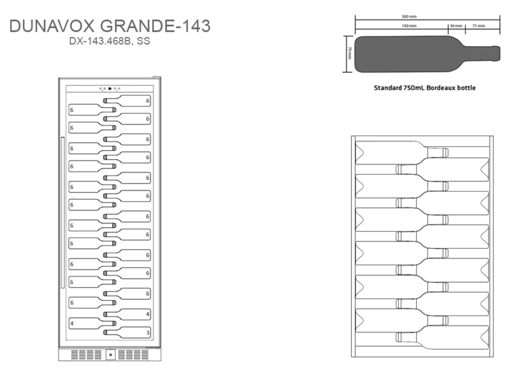 Dunavox Sera-143 DX-143.468B - Single Zone Champagne Fridge
