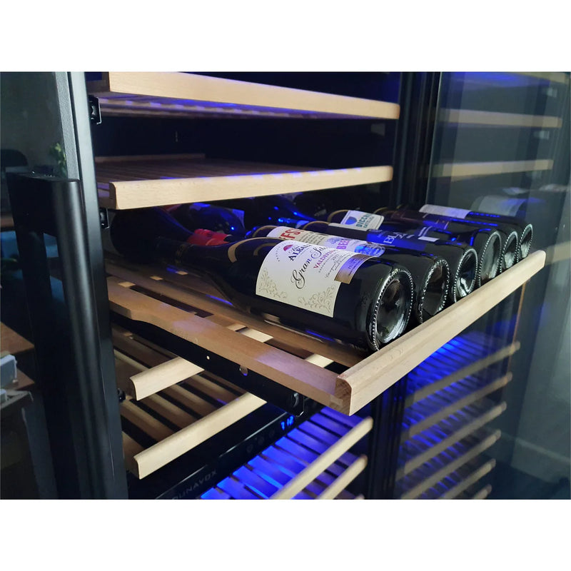 Dunavox DX-181.490DBK - 181 Bottle Freestanding/Built-In Dual Zone Wine Cabinet