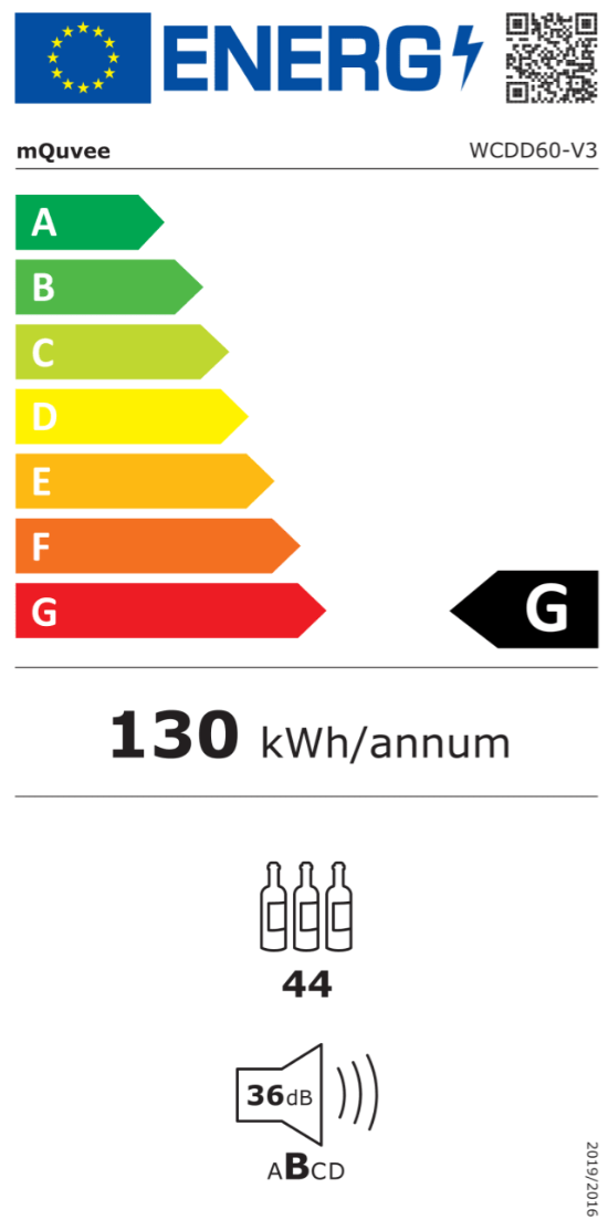 mQuvée - WineCave 60DD Fullglass Black Dual Zone Wine Fridge