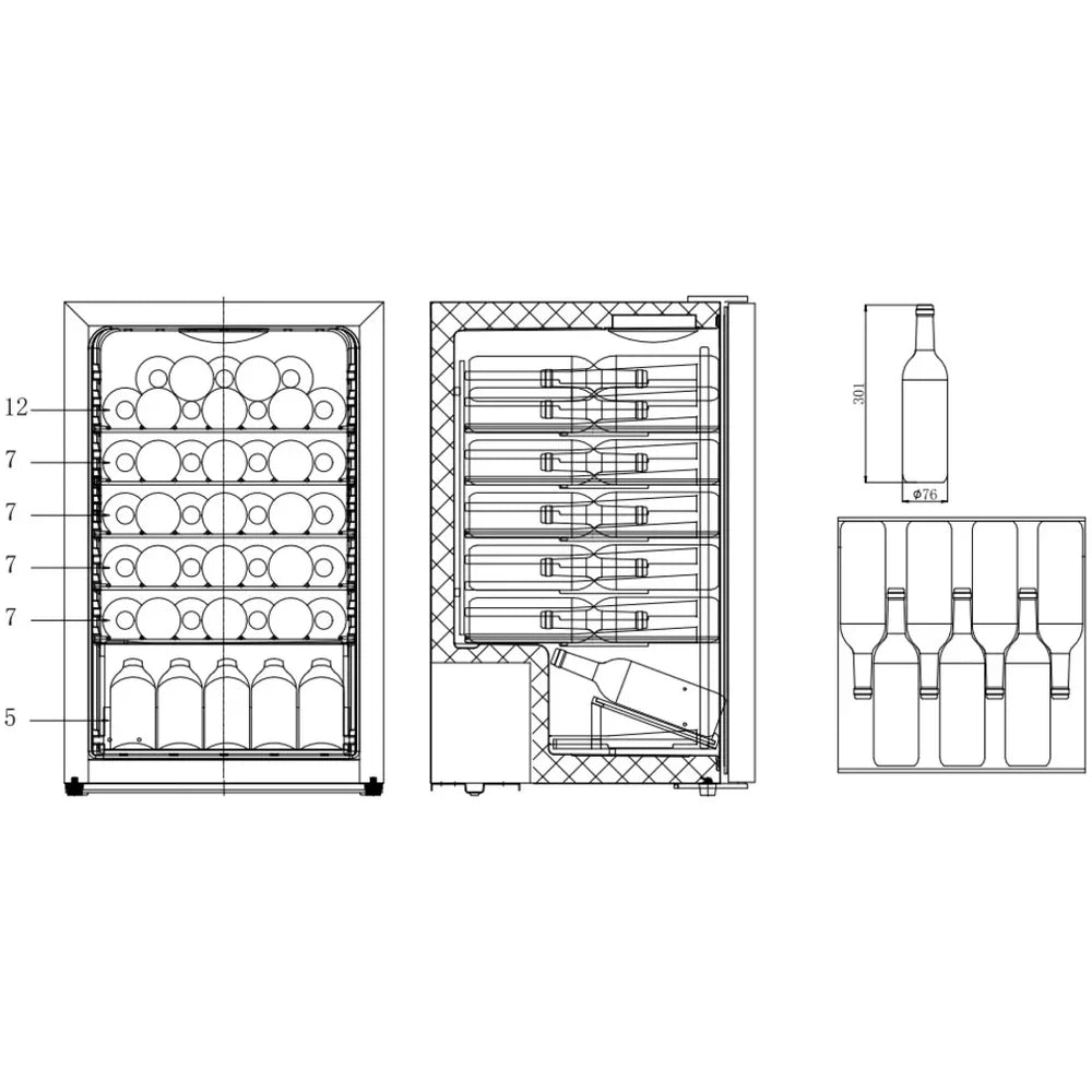 Cavin - Polar Collection 49 Black Single Zone Wine Fridge