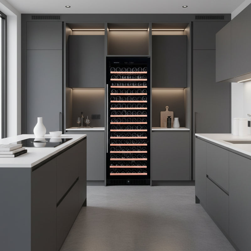 Dunavox DX-194.490BK - 194 Bottle Freestanding/Built-In Single Zone Wine Cabinet
