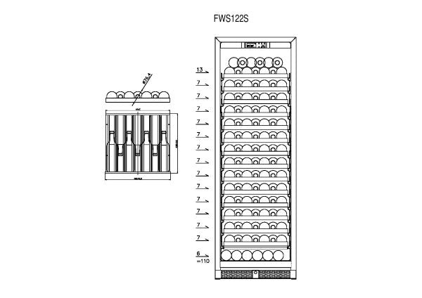 CELLA - 110 Bottle Single Zone Wine Fridge - FWS122S-BLACK