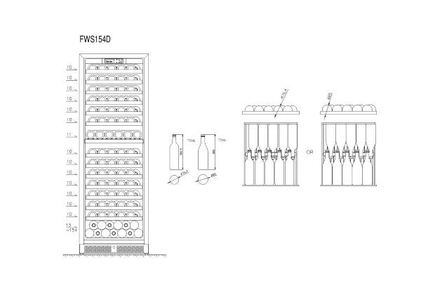 CELLA - 154 Bottle Dual Zone Wine Fridge - FWS154D-BLACK