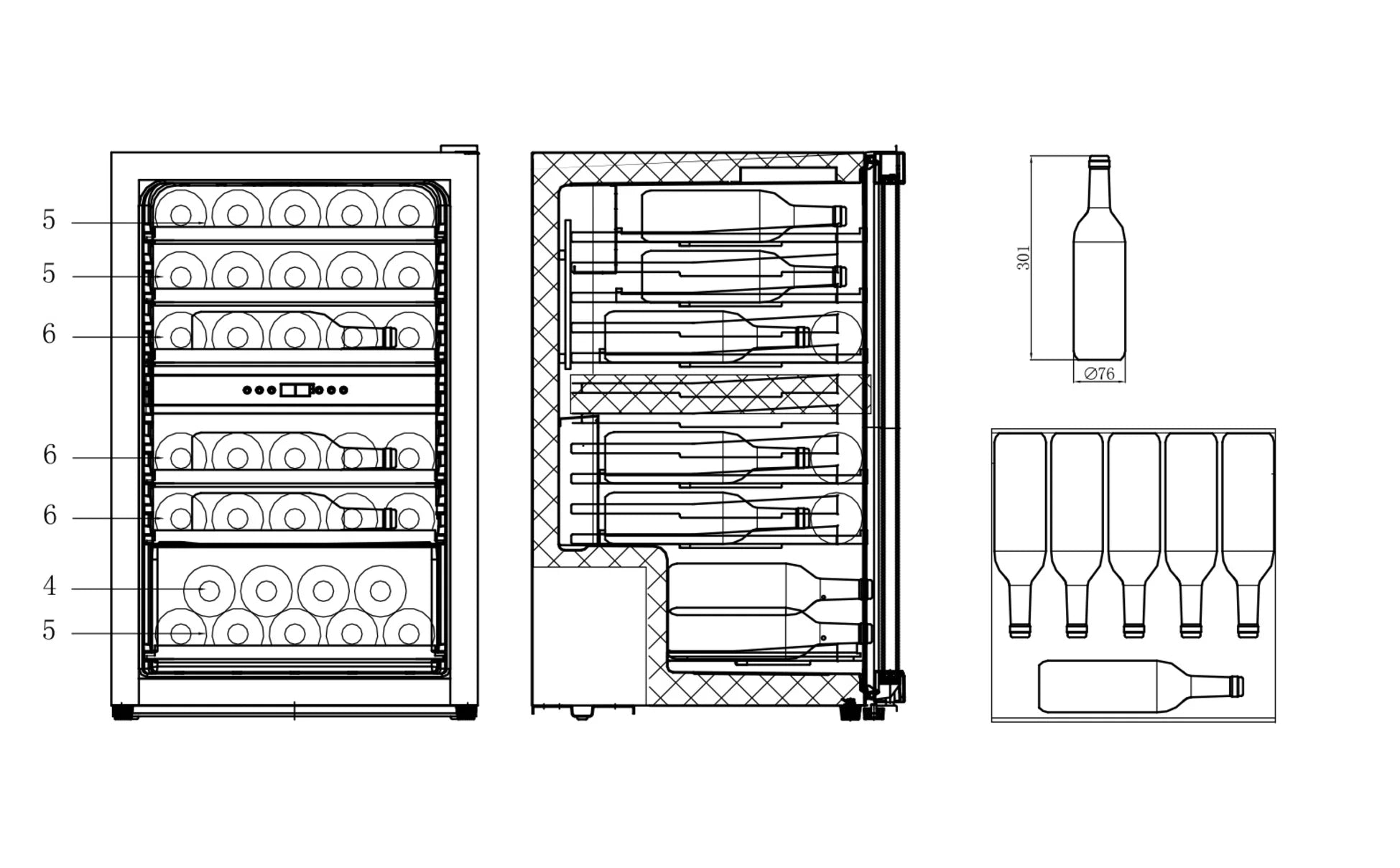 Cavin - Polar Collection 51 Black Dual Zone Wine Fridge