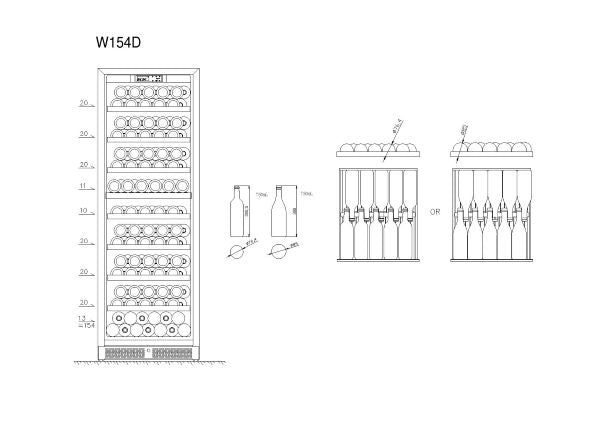 CELLA - 154 Bottle Dual Zone Wine Fridge - W154D-BLACK