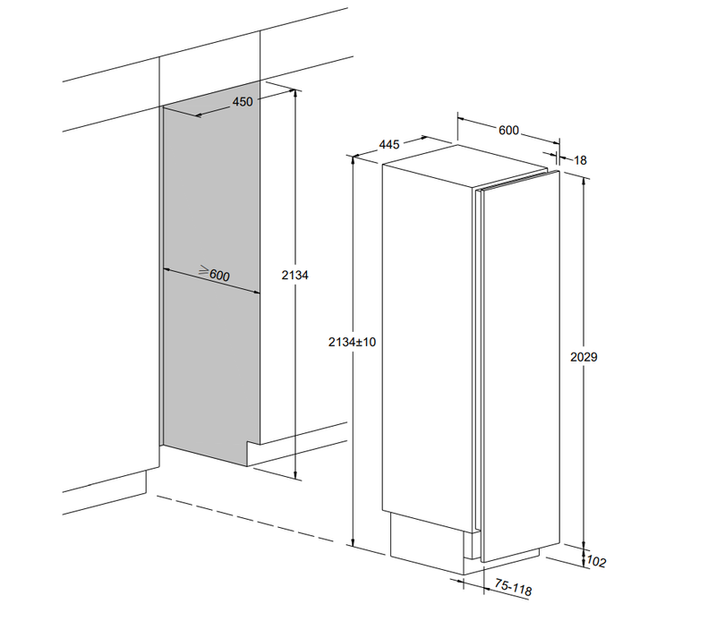 mQuvée - Edge 45D Panel Ready Built-in Wine Fridge