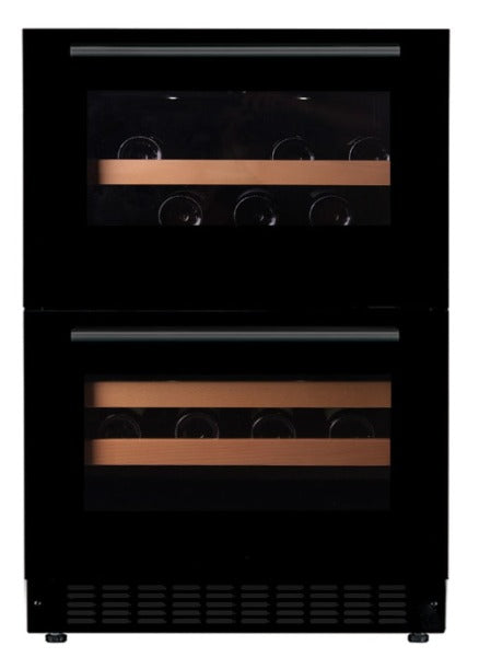 mQuvée - WineCave 60DD Fullglass Black Dual Zone Wine Fridge