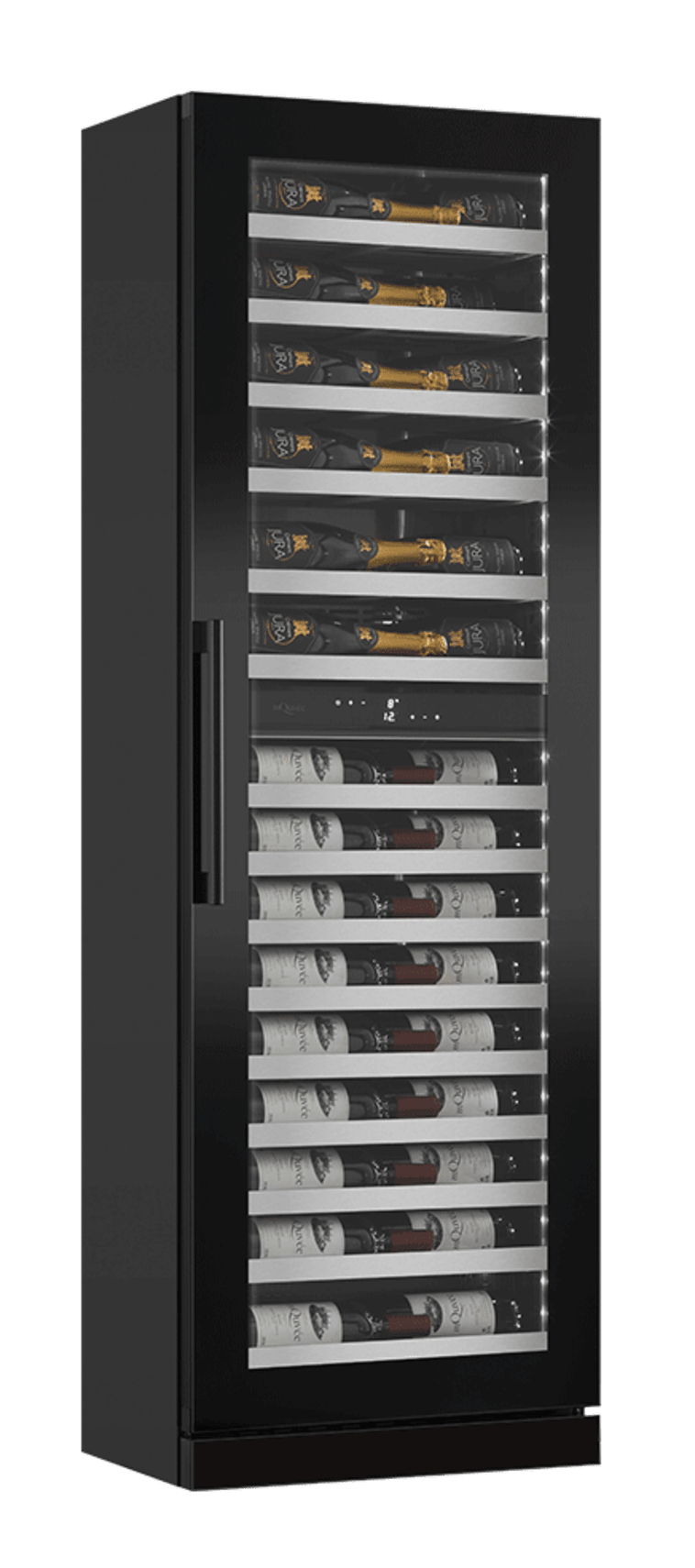 mQuvée - WineCave Slim 182D Fullglass Black Wine Fridge