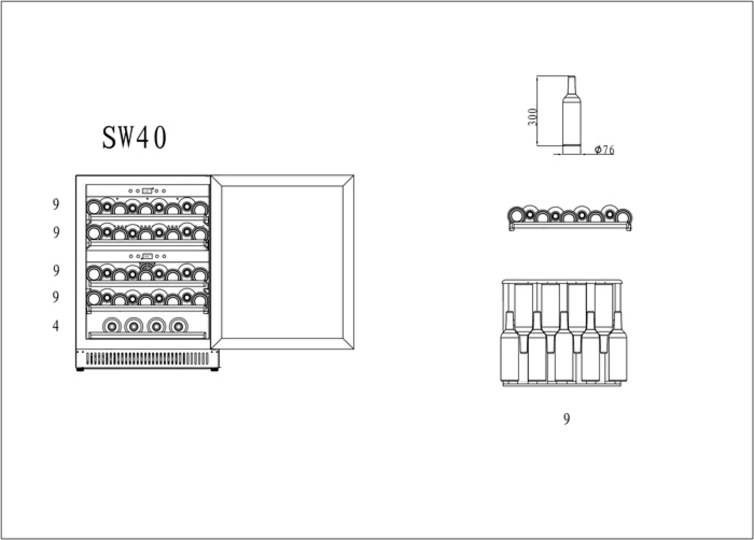 Cavin - Scandinavian Collection 40 Black Dual Zone Wine Fridge