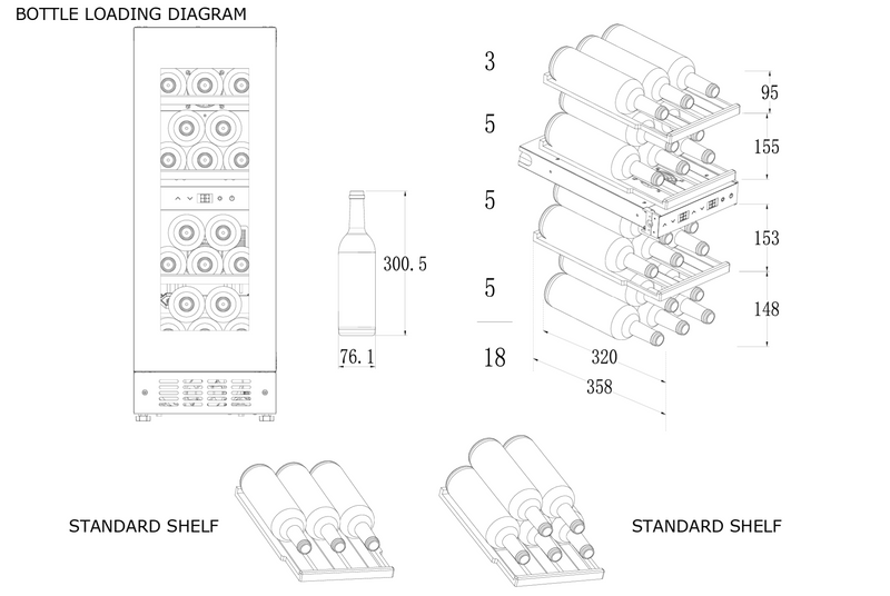CELLA - 18 Bottle Dual Zone Wine Fridge - W18B-TO