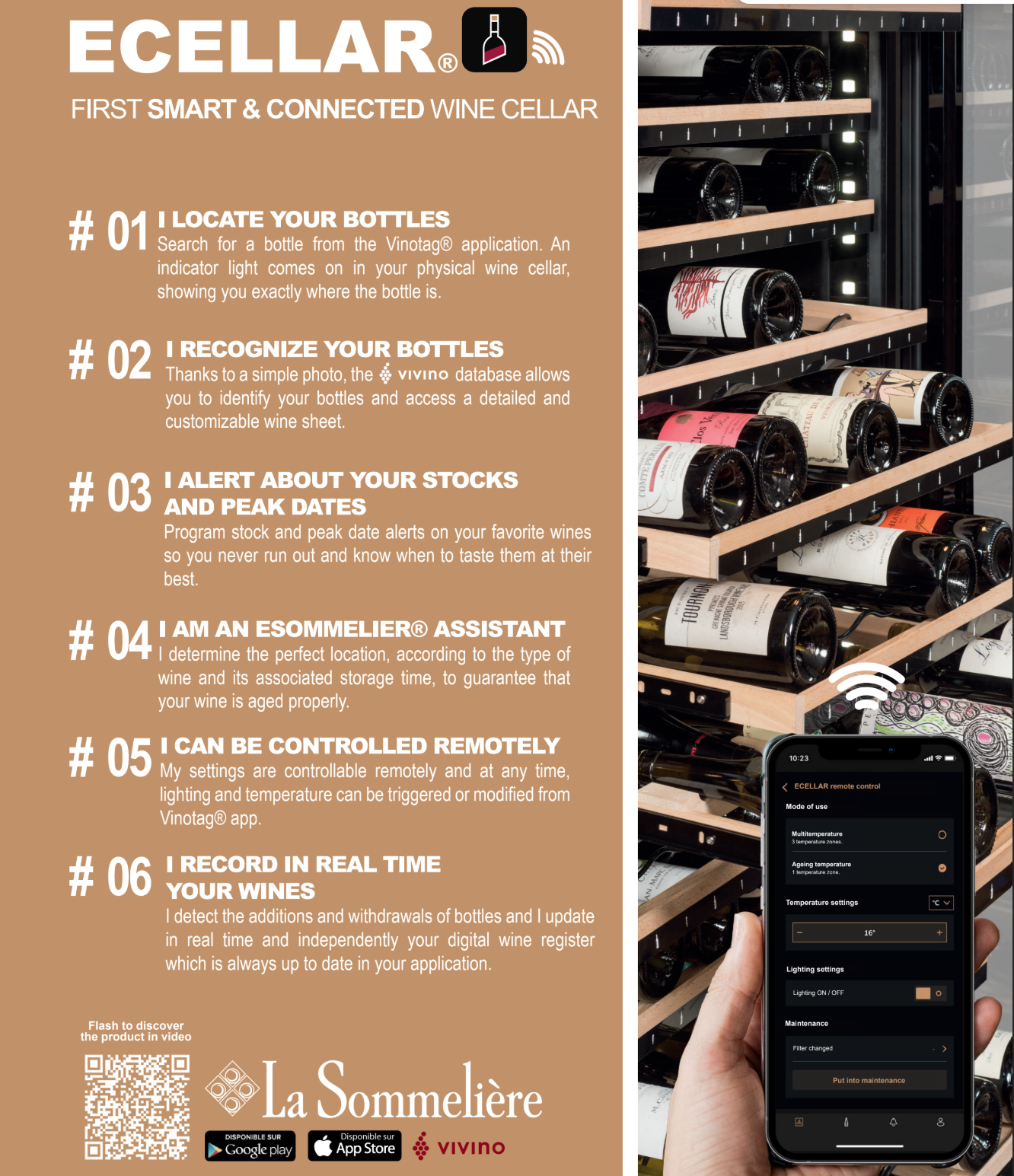 La Sommeliere - 185 Bottle Single Zone Wine Cabinet - ECELLAR185G2