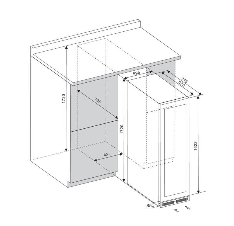 CELLA - 161 Bottle Single Zone Wine Fridge - FWS163-BLACK