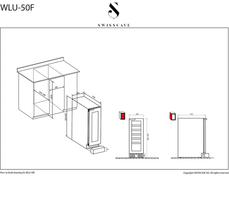 Swisscave - Premium Edition Built In Single Zone Wine Cooler - WLU-50F