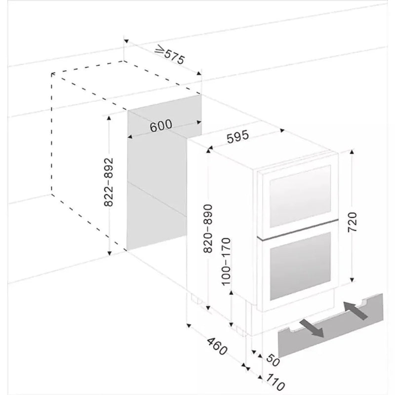 mQuvée - WineCave 60DD Fullglass Black Dual Zone Wine Fridge