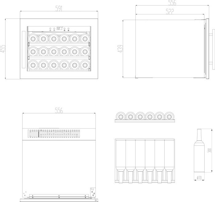 Cavin Scandinavian Collection - 18 Bottle Single Zone Integrated Wine Cooler