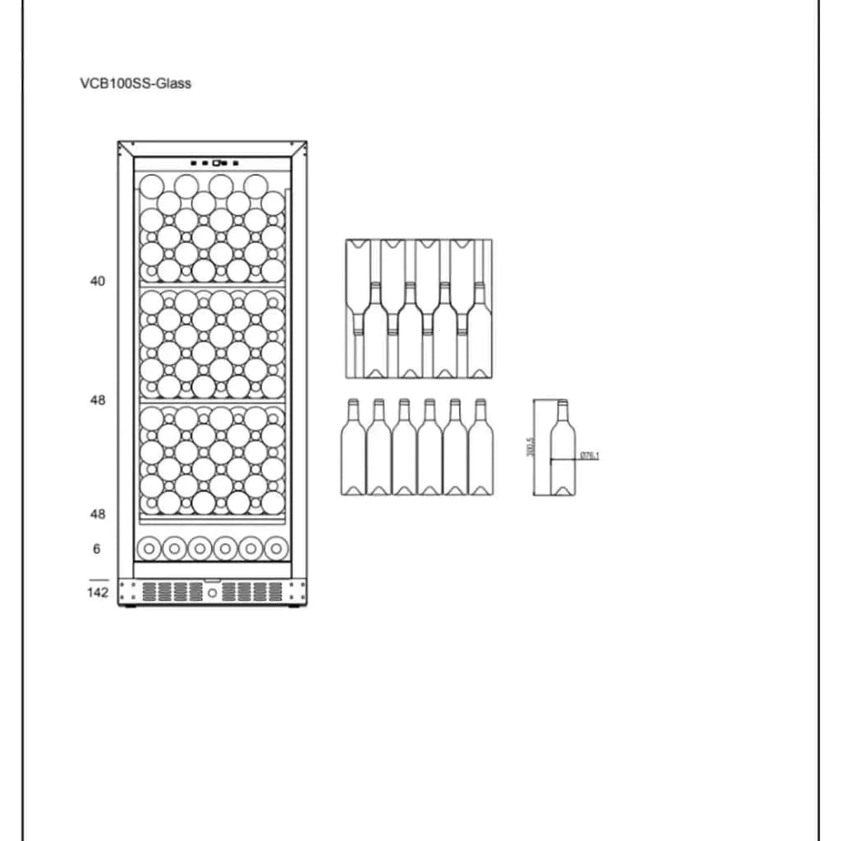 mQuvée - Velvet 100 Glass 142 Bottle Single Zone Wine Cabinet