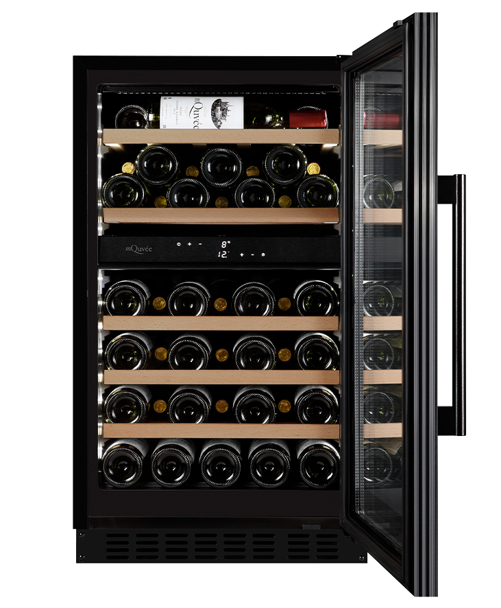 mQuvée - WineCave 800 50D Fullglass Black Dual Zone Wine Fridge