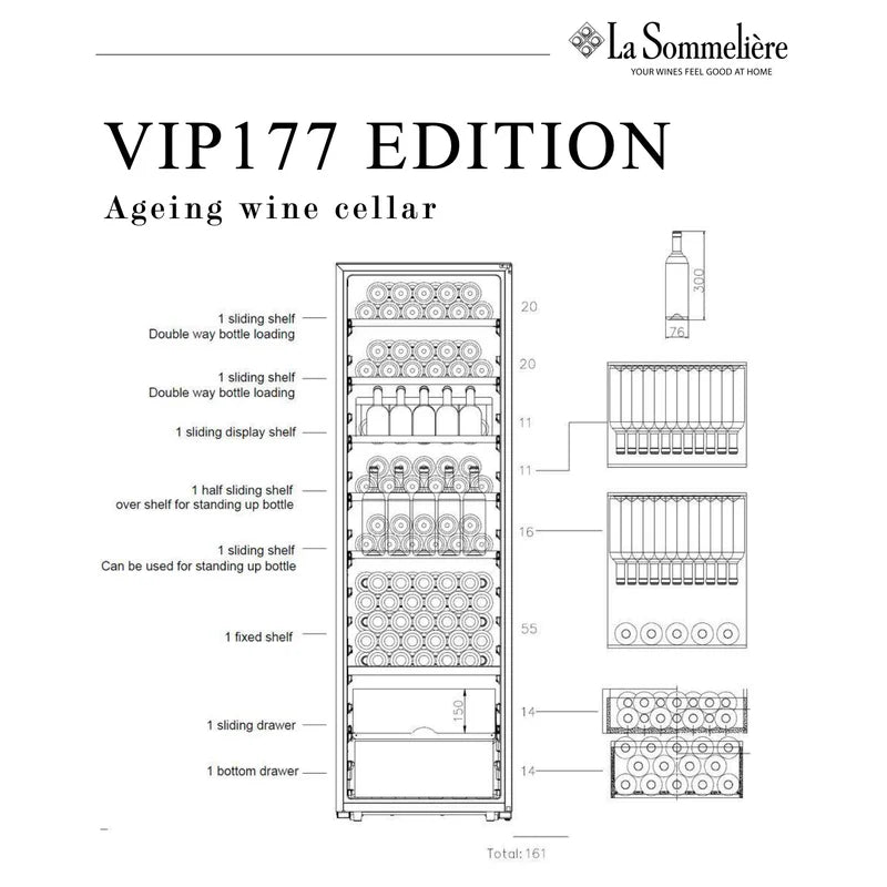 La Sommeliere - 177 Bottle Single Zone Wine Cabinet - VIP177 Edition