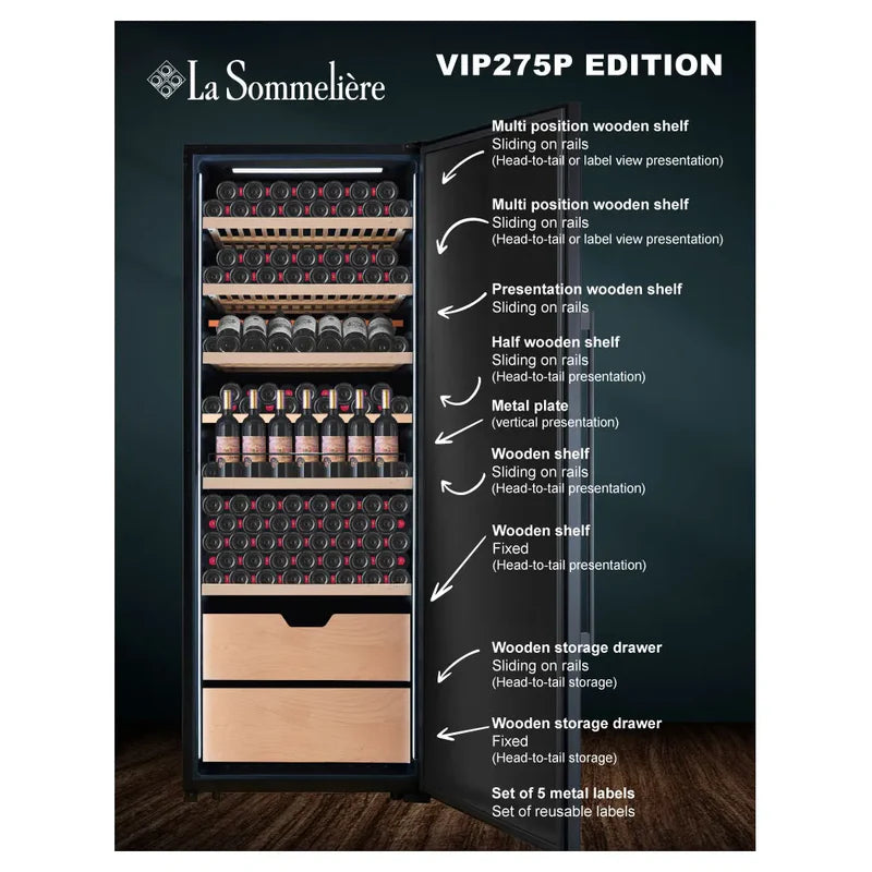 La Sommeliere - 273 Bottle Single Zone Wine Cabinet - VIP275P Edition