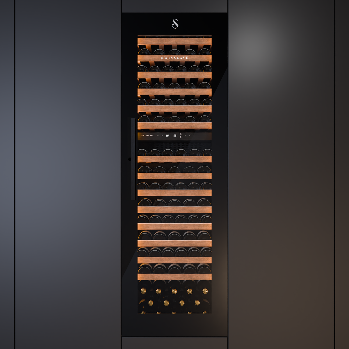 Cellier Swisscave WL 355 DF Noir - 107 Bouteilles, 2 Zones, Classe G
