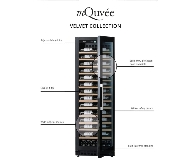 mQuvée - Velvet 125 Glass Full Premium Rail Wine Cabinet