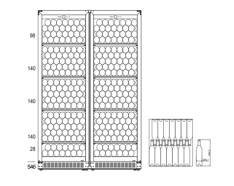 mQuvée - Velvet 220 Glass Double Door Wine Fridge