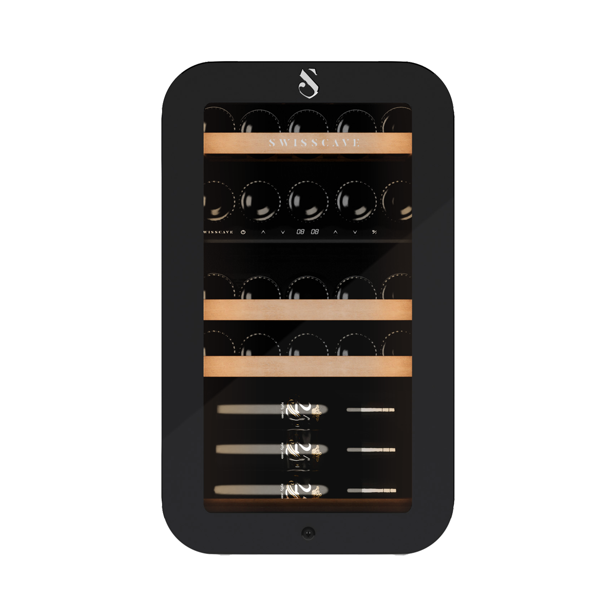 Swisscave - Premium Edition 26 Bottle Dual Zone Wine Cooler - WLB-120DF-BLACK