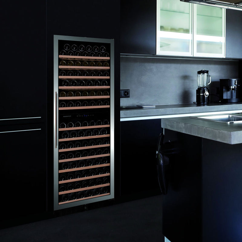 Dunavox DX-181.490DBK - 181 Bottle Freestanding/Built-In Dual Zone Wine Cabinet