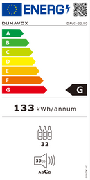 Dunavox - 32 Bottle Dual Zone Integrated Wine Cooler - DAVG-32.80DOP.TO