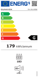Dunavox DX-194.490BK - 194 Bottle Freestanding/Built-In Single Zone Wine Cabinet